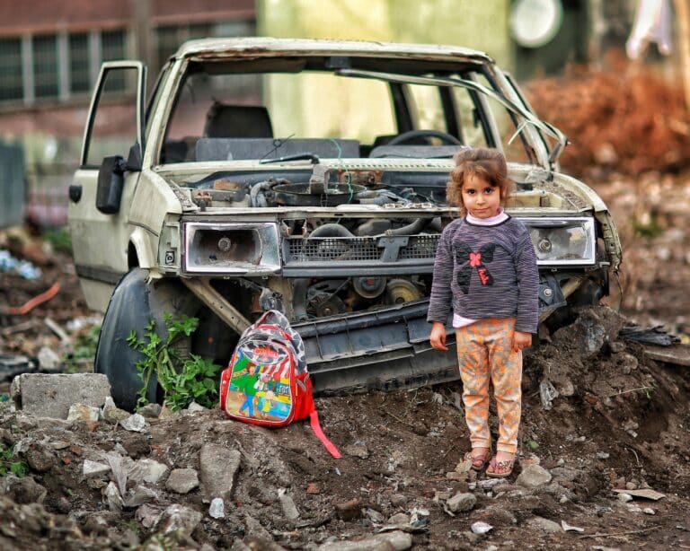 Child amidst destruction in Gaza