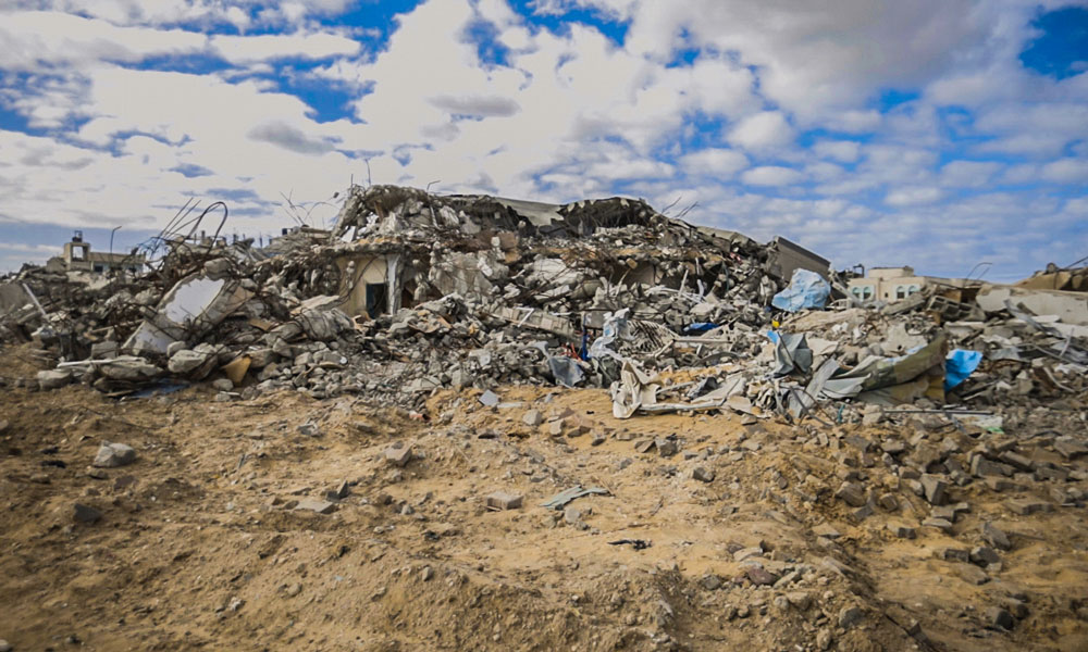 SOS-barnebyer i Rafah er totalt ødelagt av bombingen og kun ruiner står igjen. Foto SOS-barnebyer